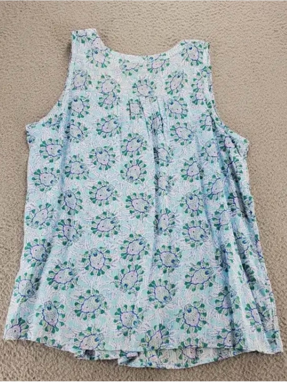LOFT Light Blue Floral Pintuck Sleeveless V-Neck Camisole - Picture 4 of 8